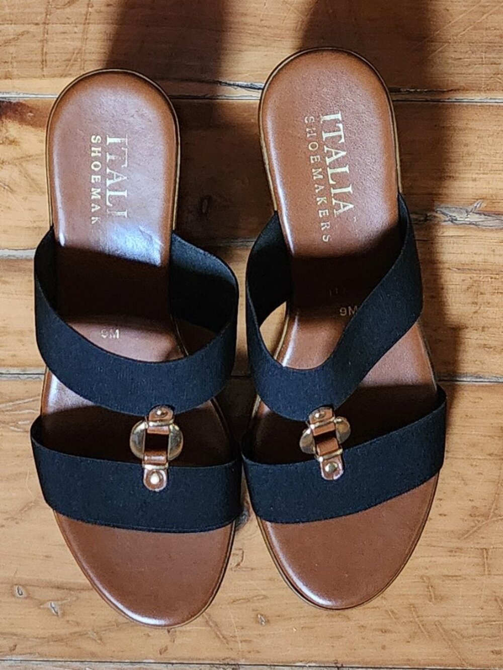 Italian Wedge Heels, Black, Size 9